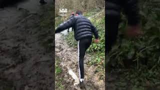 Lad Keeps Slipping Over On Muddy Path Contentbible