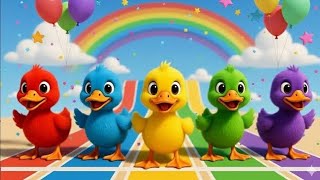 Fünf bunte kleine Enten 🦆🌈 | Farben lernen | Kinderlied Deutsch 🎶