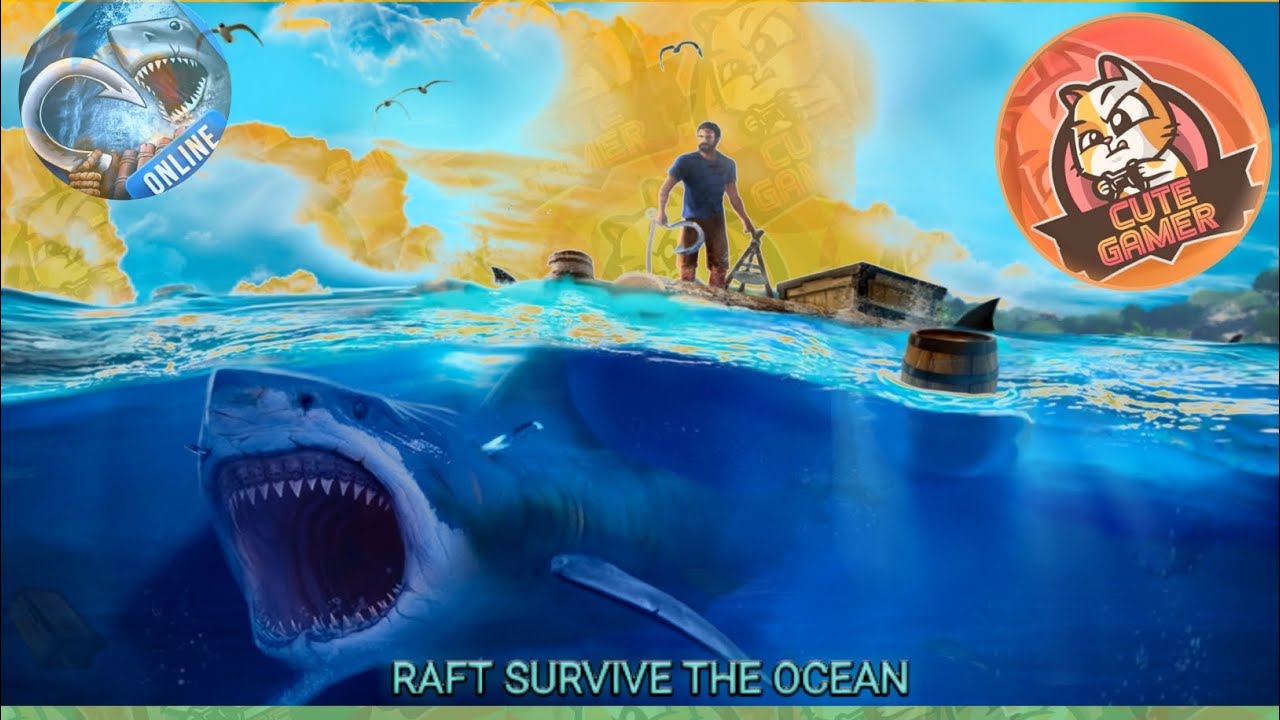 cute gamer playing raft survive the ocean - YouTube