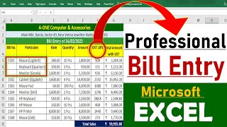 Professional 🔥 Bill entry in MS Excel | Data entry in Excel | MS Excel [Hindi]