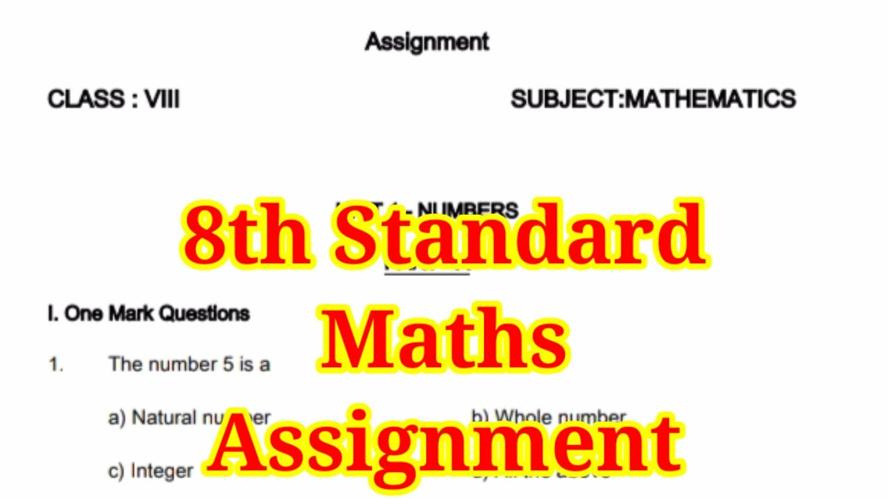 8th standard maths assignment