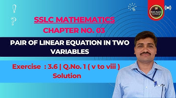 Exercise 3.6 | Q.No.1(v to viii) | Class 10th Maths | Pair of Linear Equations in Two Variables