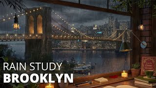 Brooklyn Bridge Rain Study Ambience in New York / Rain with Distant Thunderstorm Sounds for Studying
