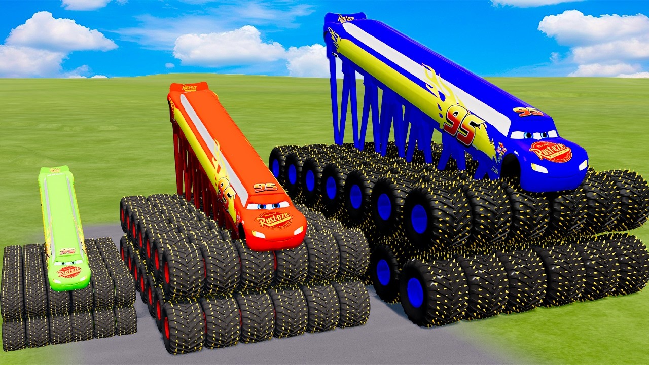 Big & Small McQueen Multi Wheels VS Train | BeamNG.drive