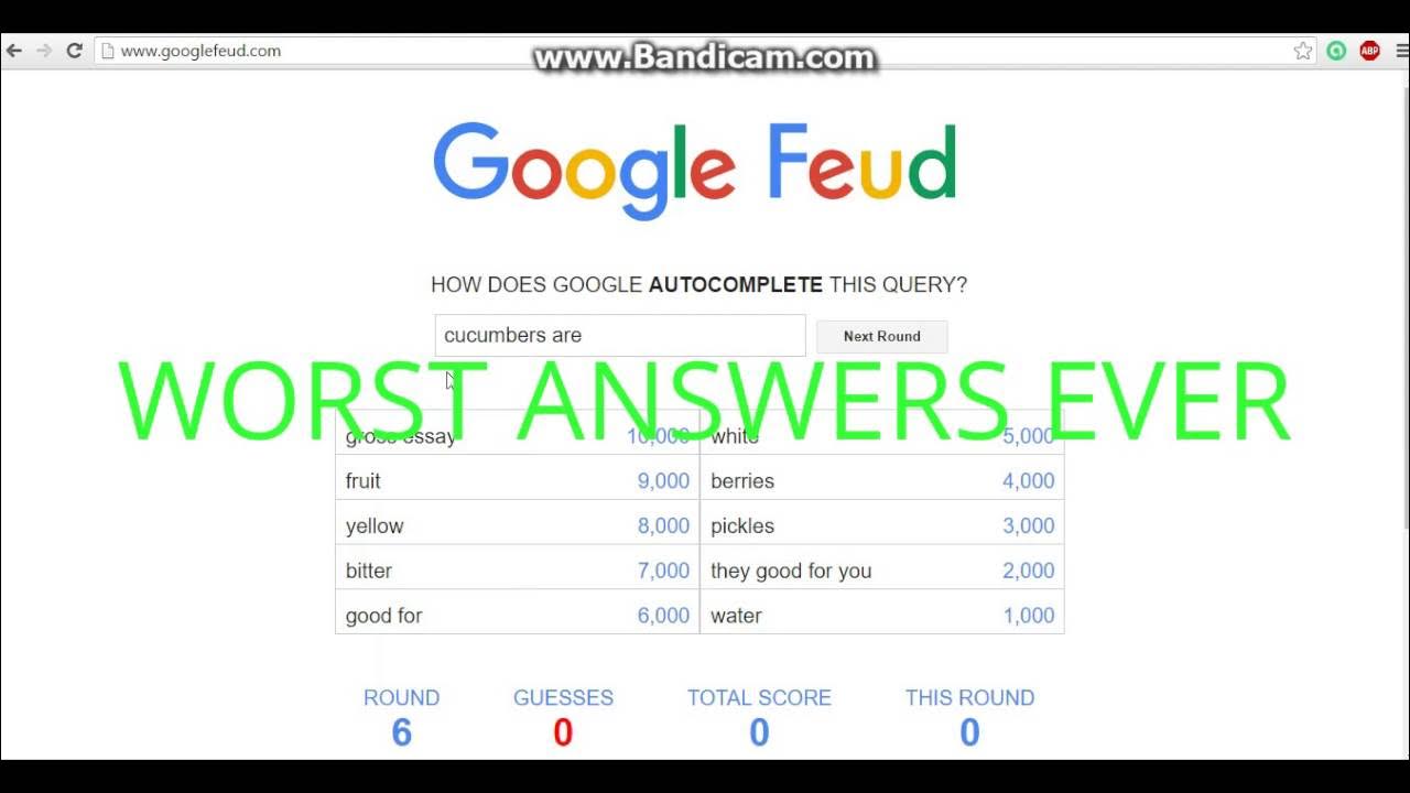 answer for Google Feud Project by Yearly Gallium