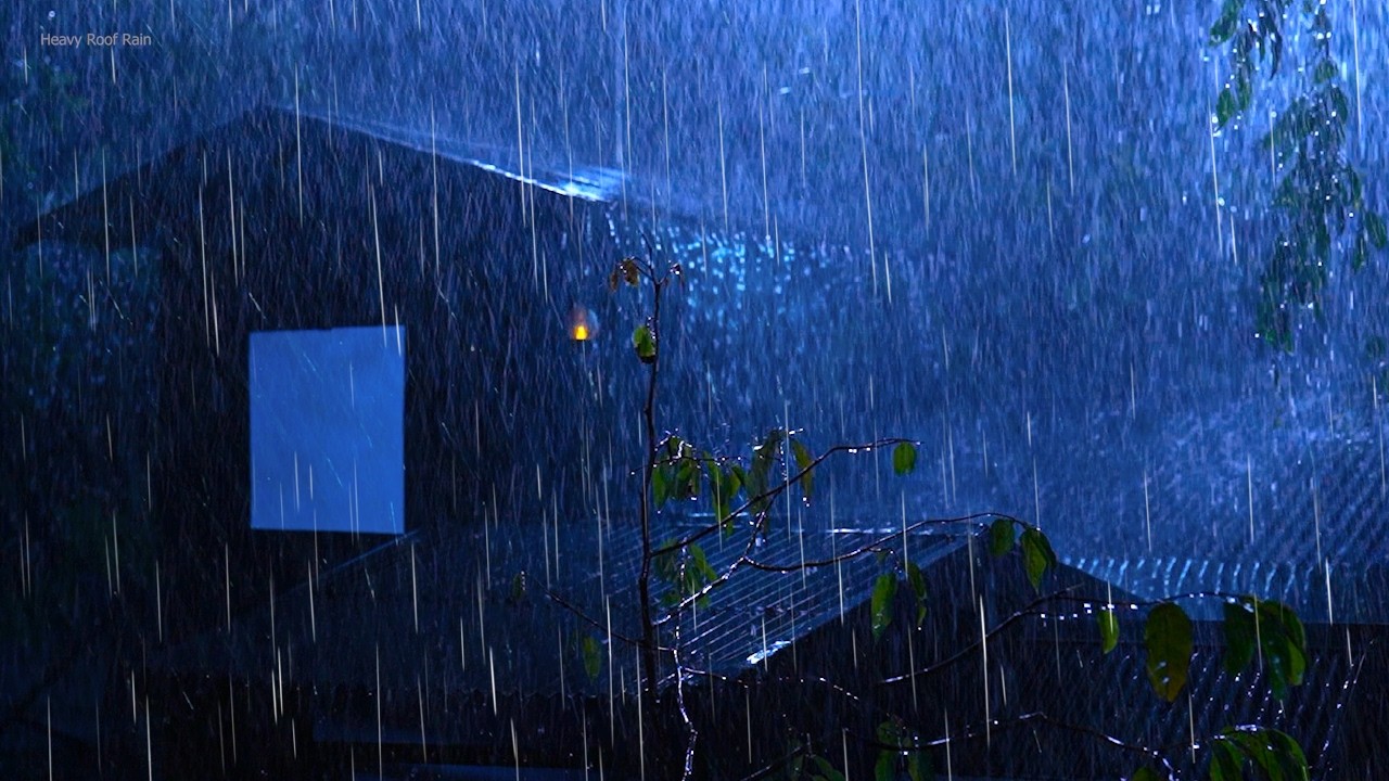 Sleep Instantly in Metal Tent with Heavy Rainstorm & Powerful Thunder on Tin Roof in Forest at Night