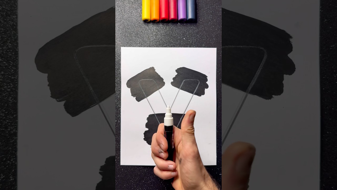 Stained Art with Mop’r Marker! 🖤 “V” with Neon Lights! ⚡️ So Satisfying! 😍 Next Letter?! 🤔