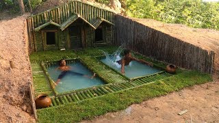 Add Two Swimming Pool in front of House Under The Wood roots