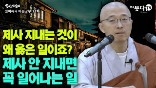 제사 지내는 것이 왜 옳은 일이죠? 제사 안 지내면 꼭 일어나는 일 | 법상스님의 선어록과 마음공부 11회(61) | 제사 선과악 제사스트레스 불교 추석