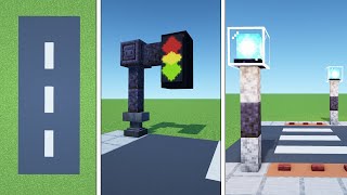 Minecraft Tutorial: How To Make Roads Crosswalks and Traffic Lights