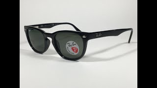 Ray-Ban Polarized Keyhole Wayfarer Sunglasses Black Gloss Frame Green Lens RB4140 601/58