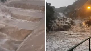 Maltempo in Sardegna, le cascate di Bau Mela ingrossate: la pericolosa potenza dell’acqua