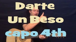 Video thumbnail of "Darte Un Beso (Prince Royce) Easy Guitar Lesson Capo 4th Fret How to Play Tutorial"