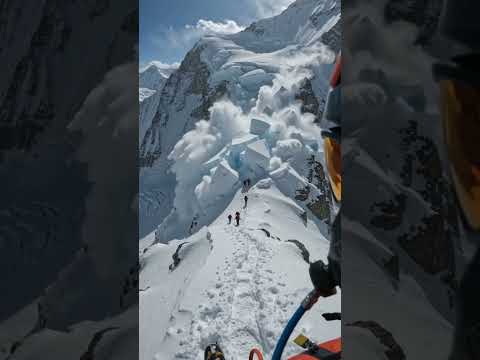 Watch climbers get caught in sudden avalanche #shorts #climbing