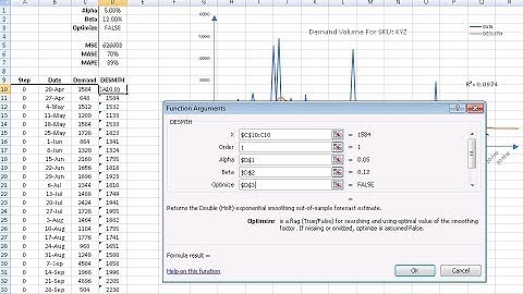 Double Exponential Smoothing with Automatic Optimization in NumXL
