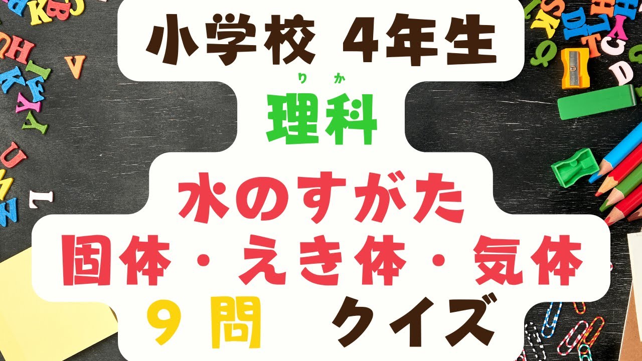 小学校　4年生　理科　「固体・液体・気体」「水の3つのすがた」クイズ