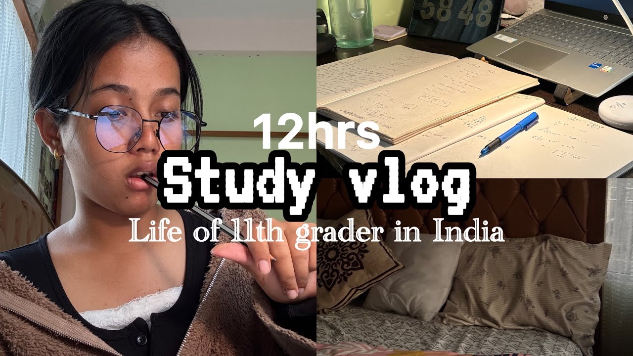 12hrs study vlog| life of class 11 INDIAN HIGHSCHOOL STUDENT | aesthetic study vlog ✨📚🎧