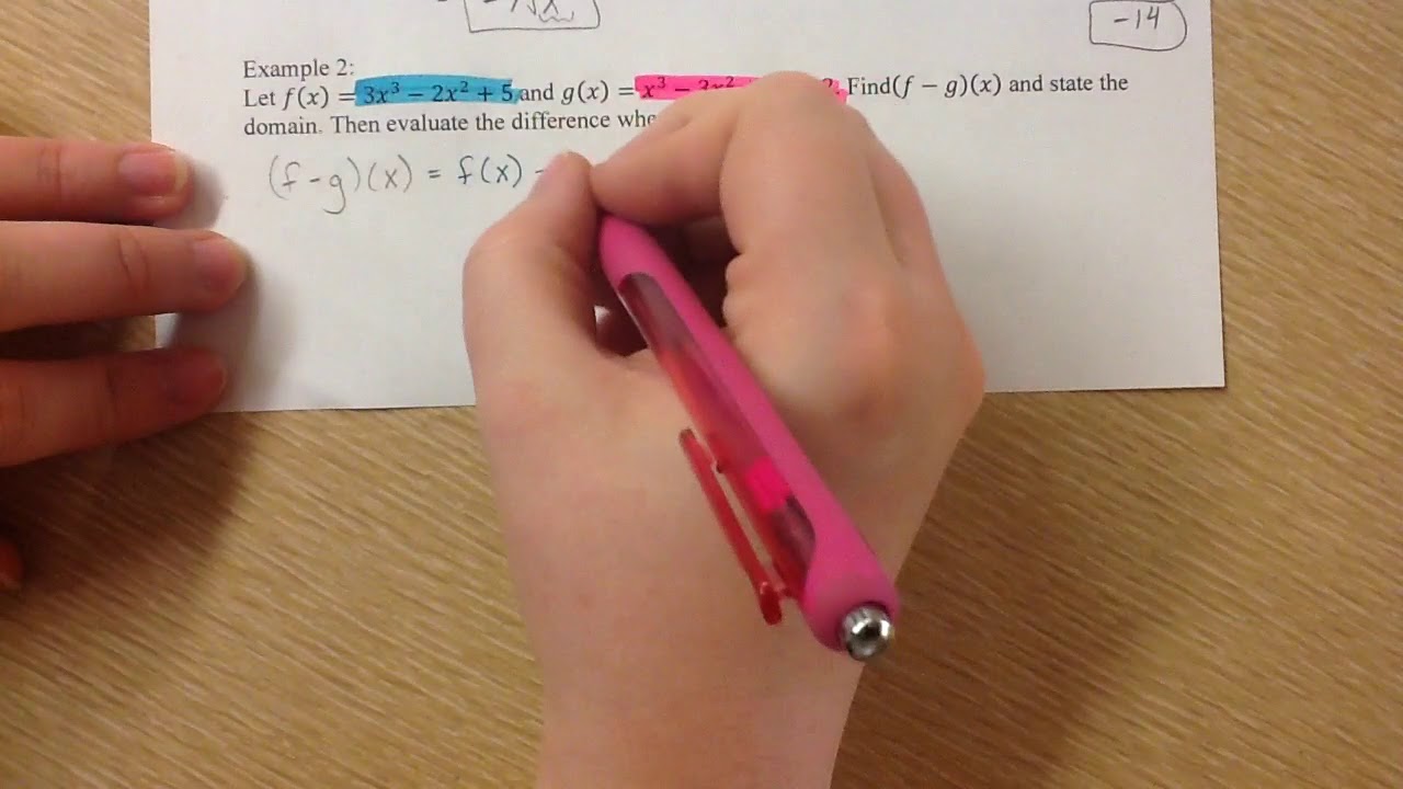 Alg 2 5.5 Performing Function Operations - YouTube