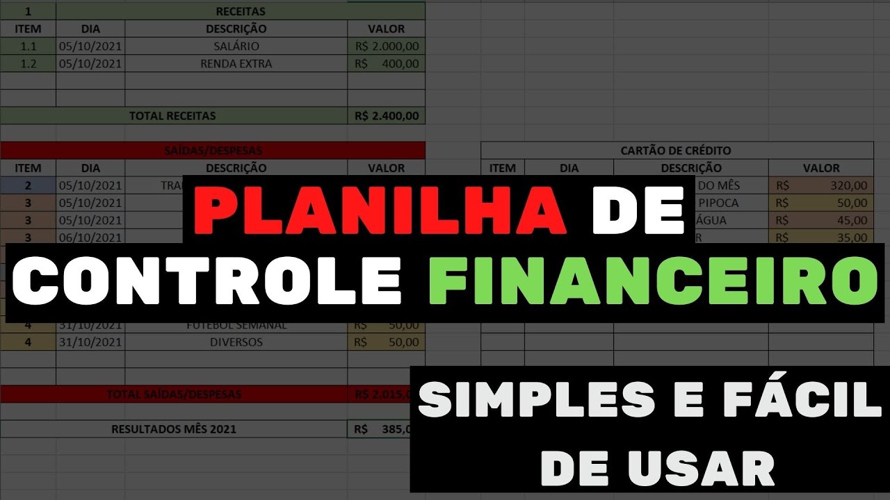 Planilha para Controle Financeiro   Planilha simples e fcil para controlar as Finanas