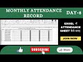 Excel Day -8 Attendance Sheet Kaise Banaye | adjust columns width | Full automation in Hindi
