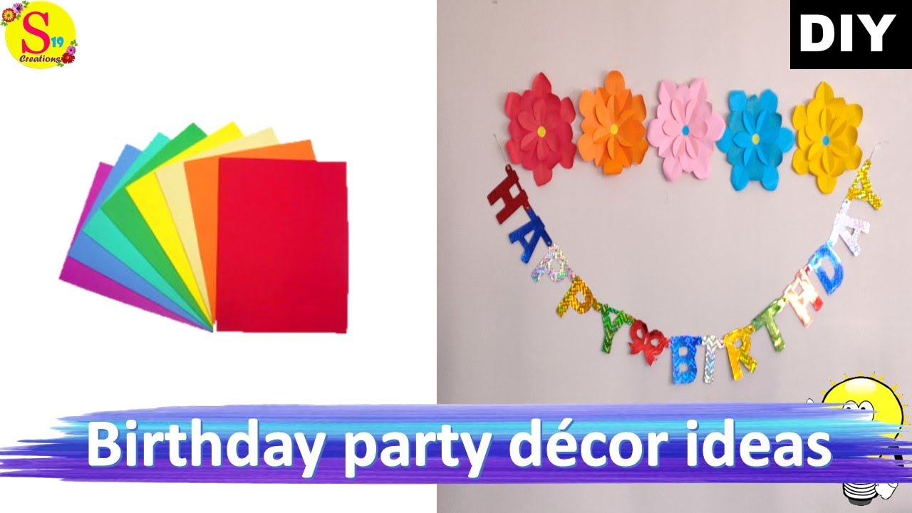 Birthday party decoration ideas using paper - YouTube