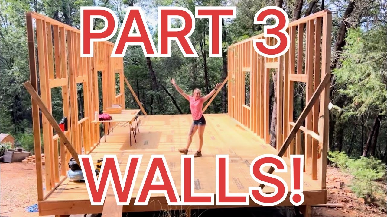 Cabin build part 3! Walls are up! - YouTube