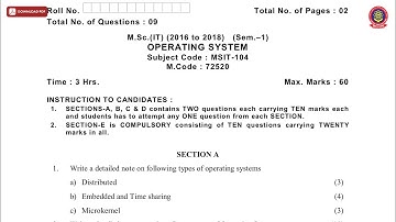 MSC 1ST SEM IT OPERATING SYSTEM NOV 2019 | PTU