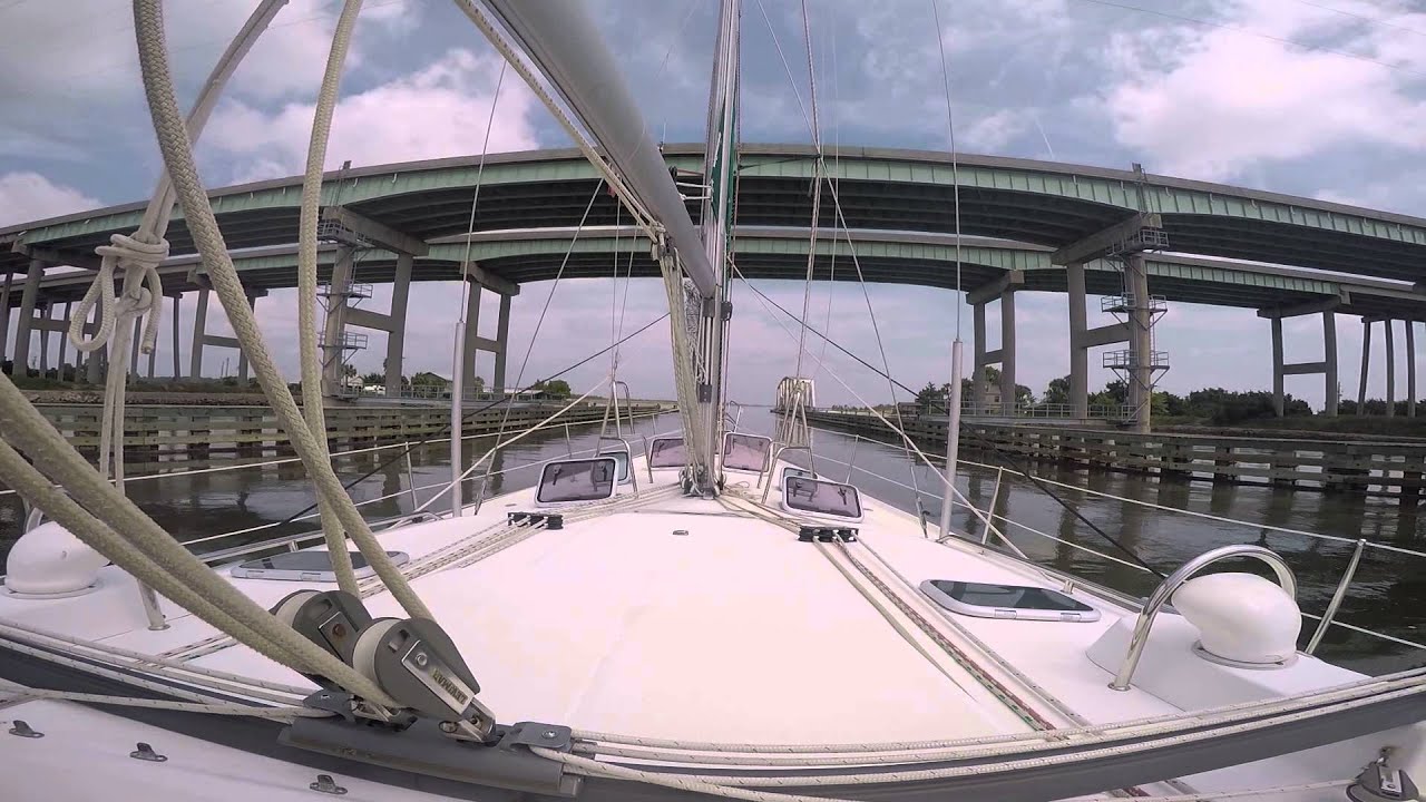 SV Echo Echo Sailing the World, Neil and Jeanette's Adventures- ICW going under a bridge