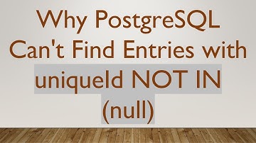 Why PostgreSQL Can