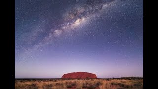 11:00 worship live stream, picture shows a view of the Milky way over Uluru