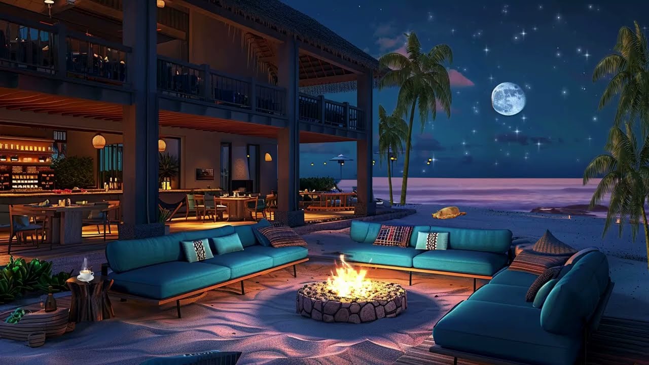 Midnight Blue Jazz | Moon & Stars Beach Lounge • Smooth Piano Jazz