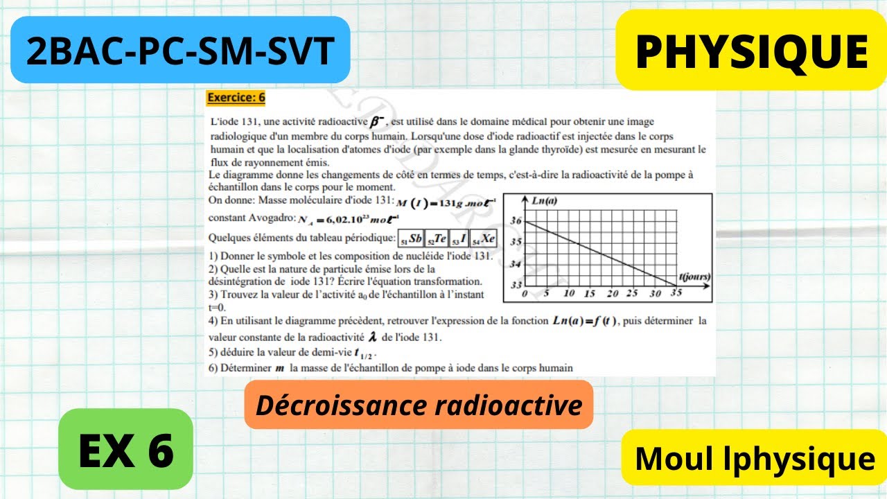 série d'exercices : décroissance radioactive : exercice 6