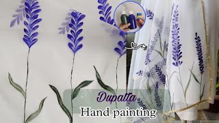 Designer Dupatta 💜 Hand painted dupatta | Dupatta design | Easy for Beginners