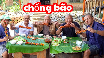 Lo Chuẩn Bị Chống Bão : Làm Món Xiên Nướng , Chân Giò Quay Vội Ăn Cơm Dưỡng Sức | SON DUOC VLOG