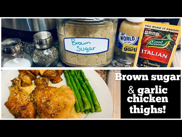 Brown sugar garlic chicken thighs I crock pot - YouTube