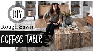 DIY Arhaus Square Coffee Table Knock Off with Rough Sawn Wood | Interior Design Trends 2022