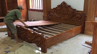 How To Build A King Size Bed With Extremely Wonderful Carved Wood Details // Woodworking Project!