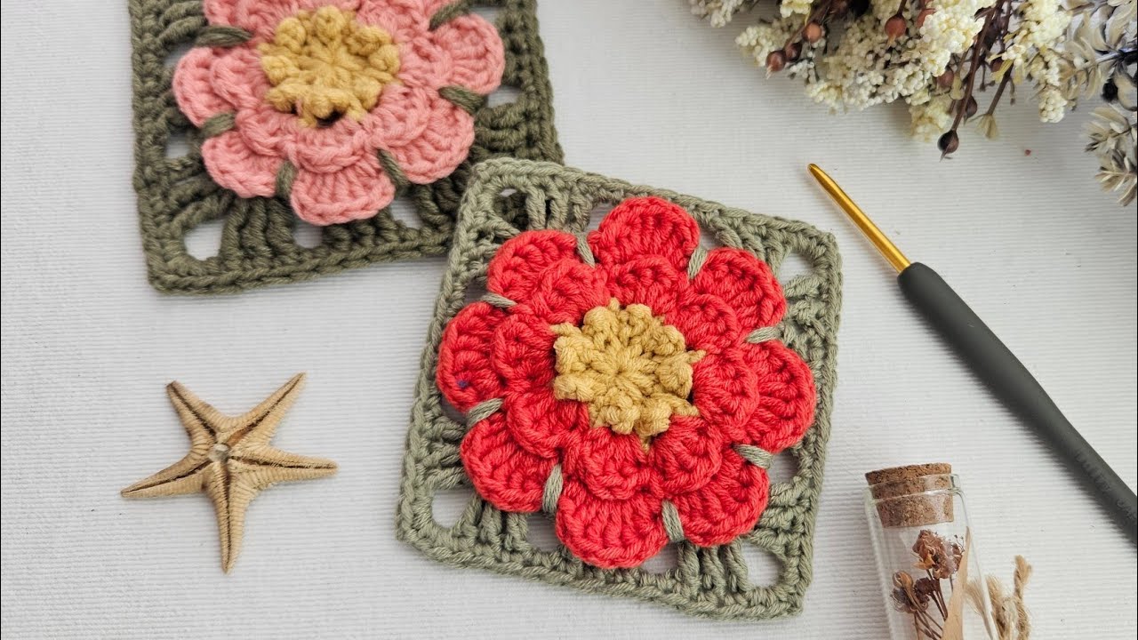 Вязание крючком 3D модель цветочного мотива