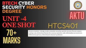 Unit 4 One Shot | Secrecy Metrics,  Rate Distortion Theory | BTech Cyber Security Honors 4th Sem