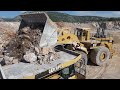 Amazing Wheel Loaders Caterpillar 994, 992G & 992K Working In Different Mining Sites - Aerial View