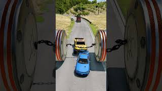 Cars Bollards Chain Crash – BeamNG drive #shorts