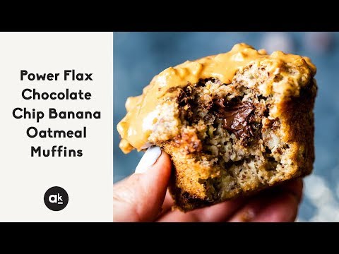 Power Flax Chocolate Chip Banana Oatmeal Muffins