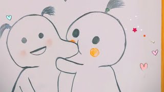 best friends drawing tutorial ✨? رسم صديقات drawing