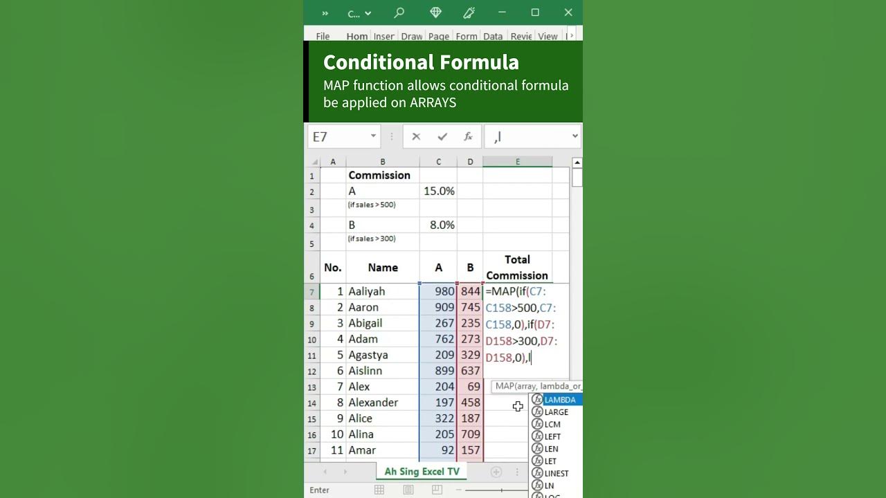 How to create conditional formula by using MAP function in Excel - YouTube