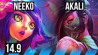 NEEKO vs AKALI (MID) | Rank 6 Neeko, 6 solo kills, 1200+ games, 8/4/12 | JP Grandmaster | 14.9