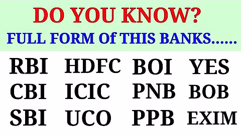 All banks full form like:-RBI,CBI,SBI,HDFC,ICIC,YES BANK,ETC....