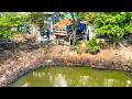 First Opening A New Project.! Landfill Delete Deep Pond Fish By Skills Dozer Pushing Soil Into Water