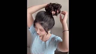여성용 당고머리 헤어 링 똥머리 가발 인모 100%