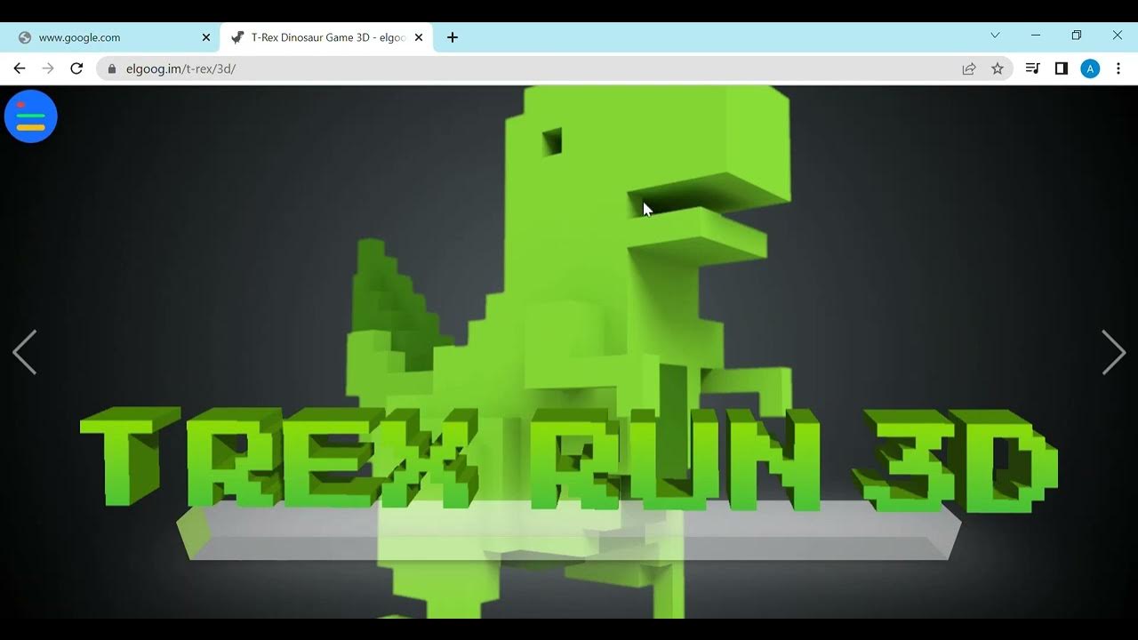 Chrome T-Rex Dinosaur Game 3D - elgooG