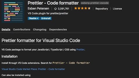Install Prettier pluginin VScode and format